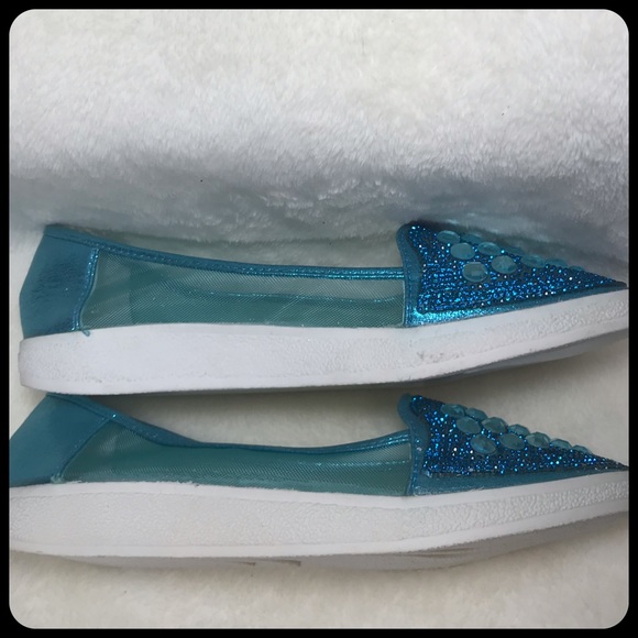 Chic by Lady Couture turquoise glitter  flats - Picture 3 of 8